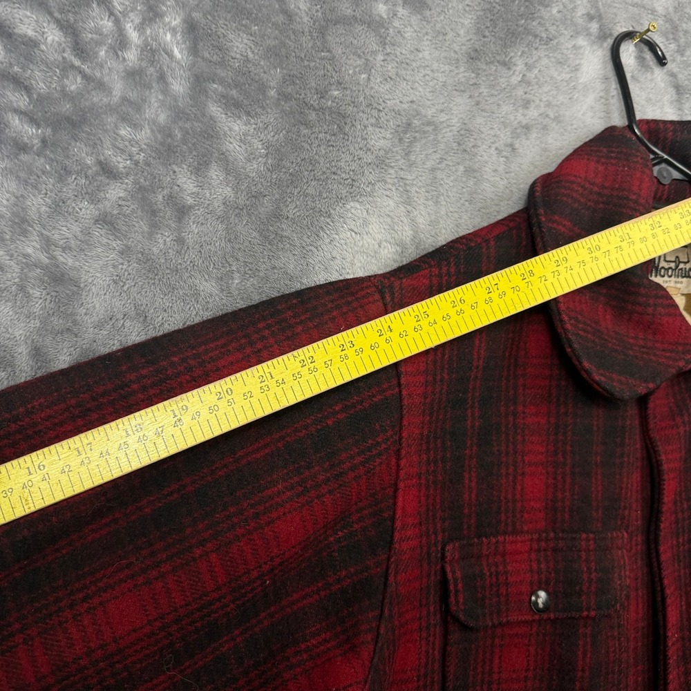 Woolrich Hunting Coat Mens 44 Red Black Plaid Wool Buffalo Check Vintage Jacket - Picture 4 of 7